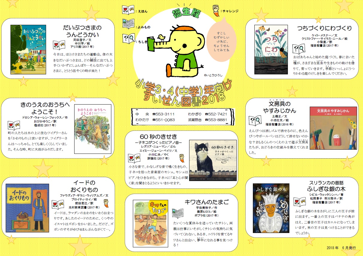 福生ばん小学生向けすいせん図書2018中学年向け　おもて